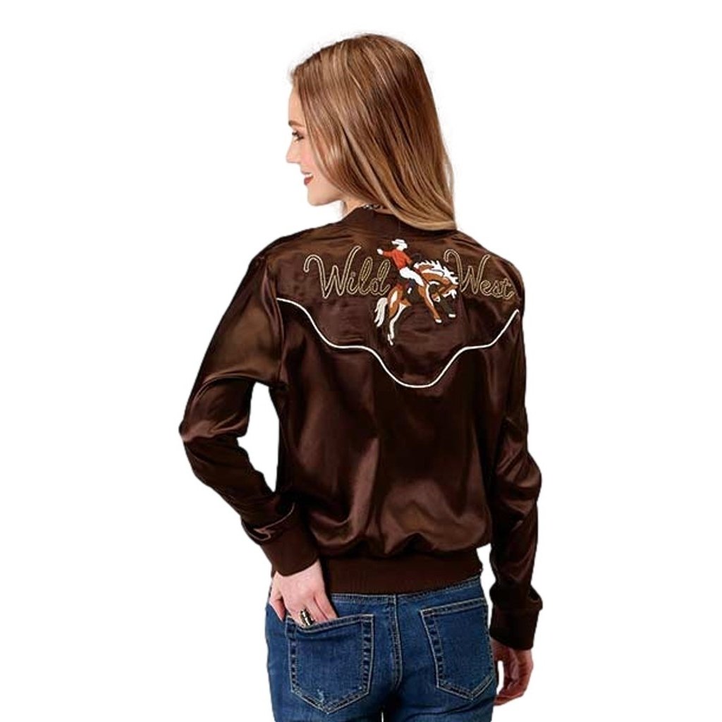 Roper Western Jacket Womens Zip Bomber Brown 03-098-0565-6058 BR Image 2