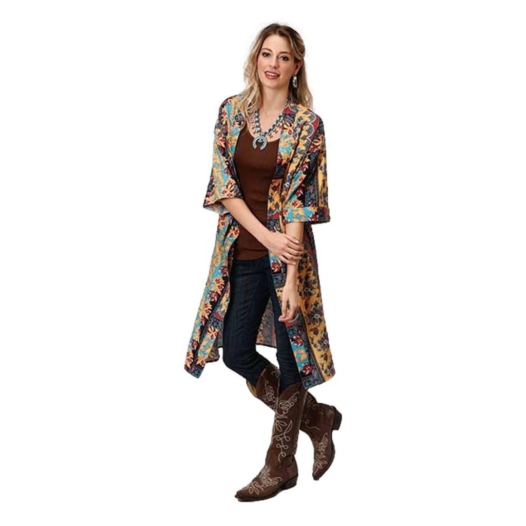 Roper Western Kimono Womens Floral Loose Blue 03-500-0590-1003 BU Image 1