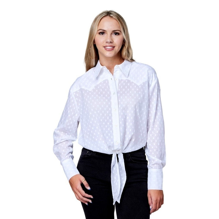 Roper Western Shirt Womens L/S Tie Buttons White 03-050-0592-4024 WH Image 1