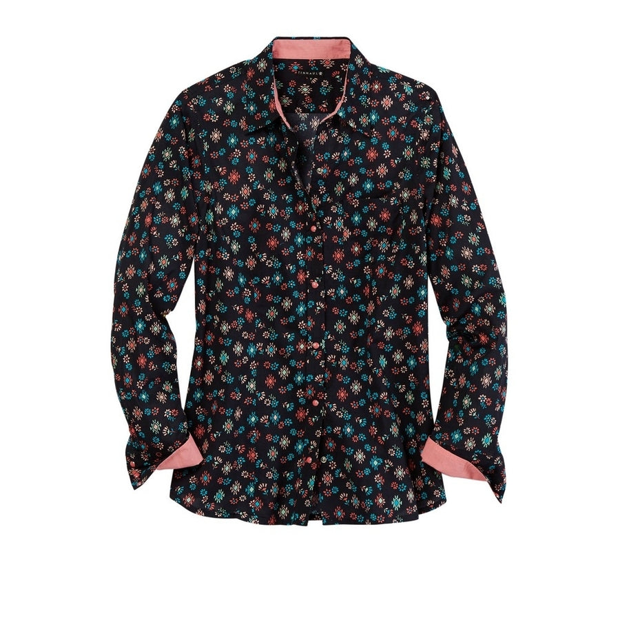 Tin Haul Western Shirt Womens L/S Floral Black 10-050-0064-0479 BL Image 1