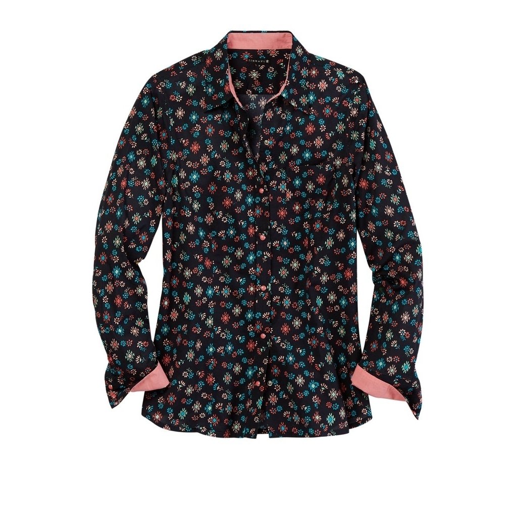 Tin Haul Western Shirt Womens L/S Floral Black 10-050-0064-0479 BL Image 1