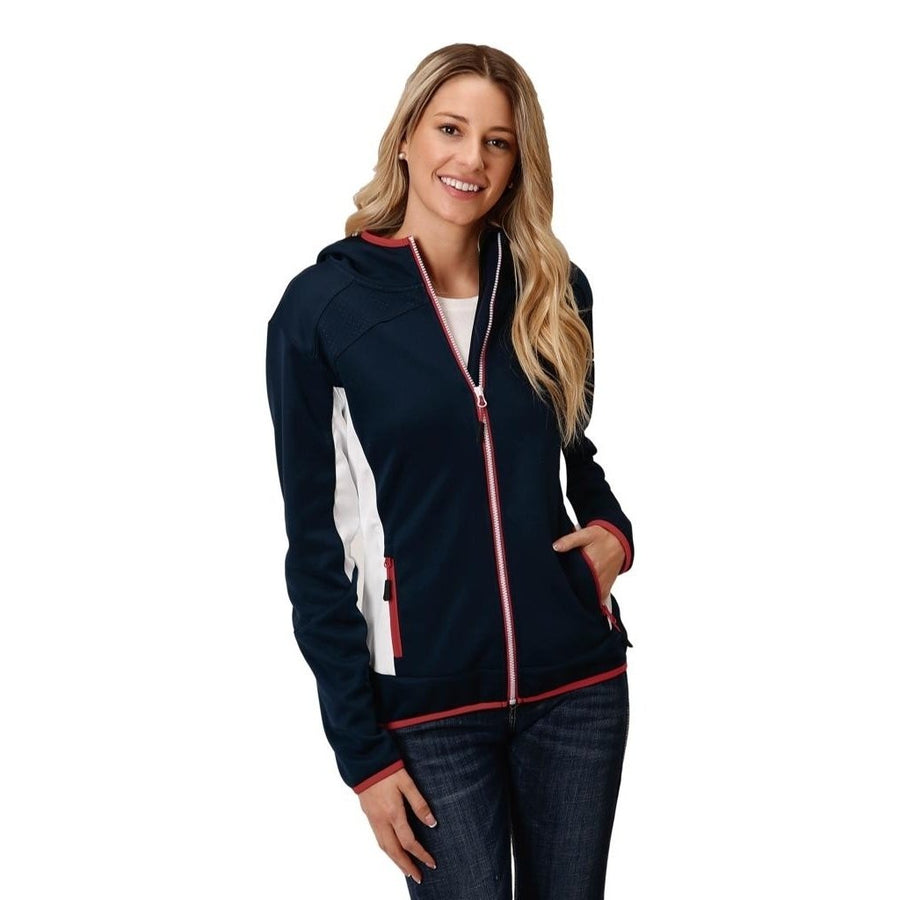 Roper Western Jacket Womens Fleece Hooded Navy 03-098-0692-6127 BU Image 1