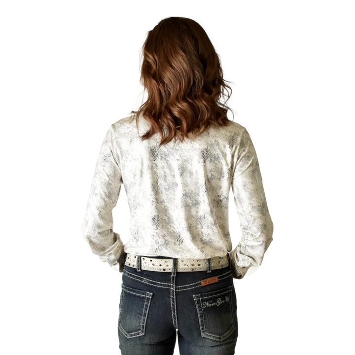 Cowgirl Tuff Western Shirt Womens L/S Button Snakeskin White 100668 Image 2