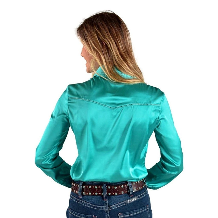 Cowgirl Tuff Western Shirt Womens L/S Embroidery Turquoise F00522 Image 2