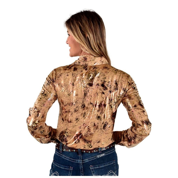 Cowgirl Tuff Western Shirt Womens L/S Button Leopard Specialty F00527 Image 2