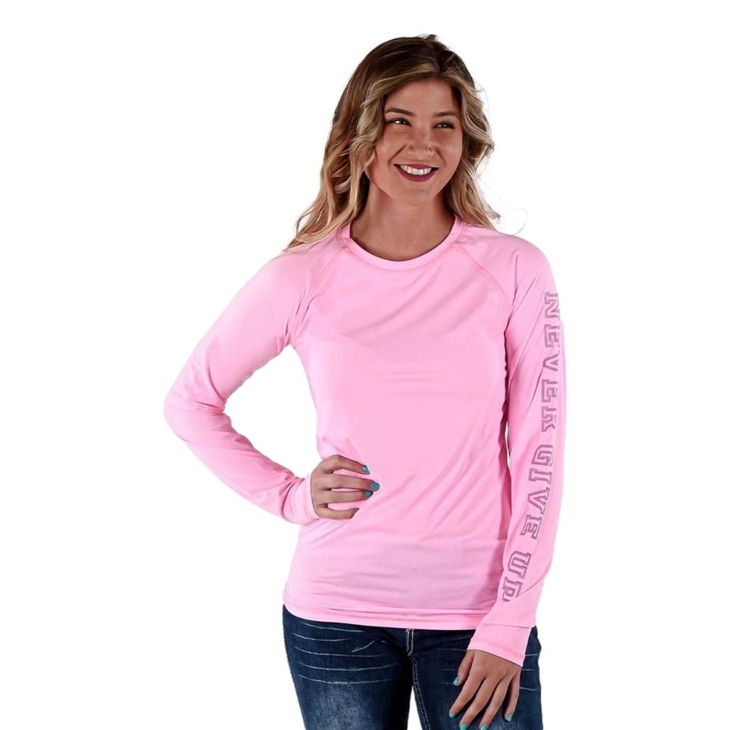 Cowgirl Tuff Western Shirt Womens L/S Baseball Tee Bubblegum 100570 Image 1