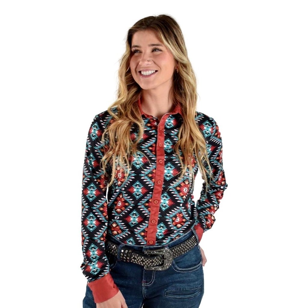 Cowgirl Tuff Western Shirt Womens Aztec Button L/S Specialty F00510 Image 1