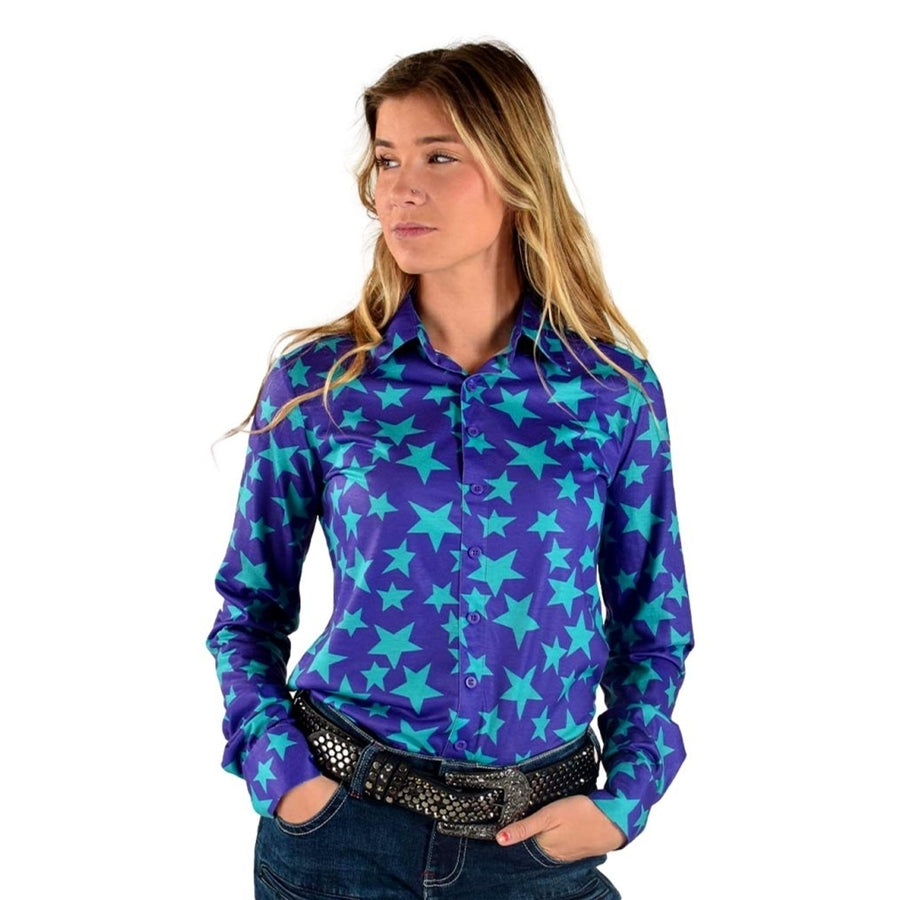 Cowgirl Tuff Western Shirt Womens Stars Button L/S Specialty F00511 Image 1