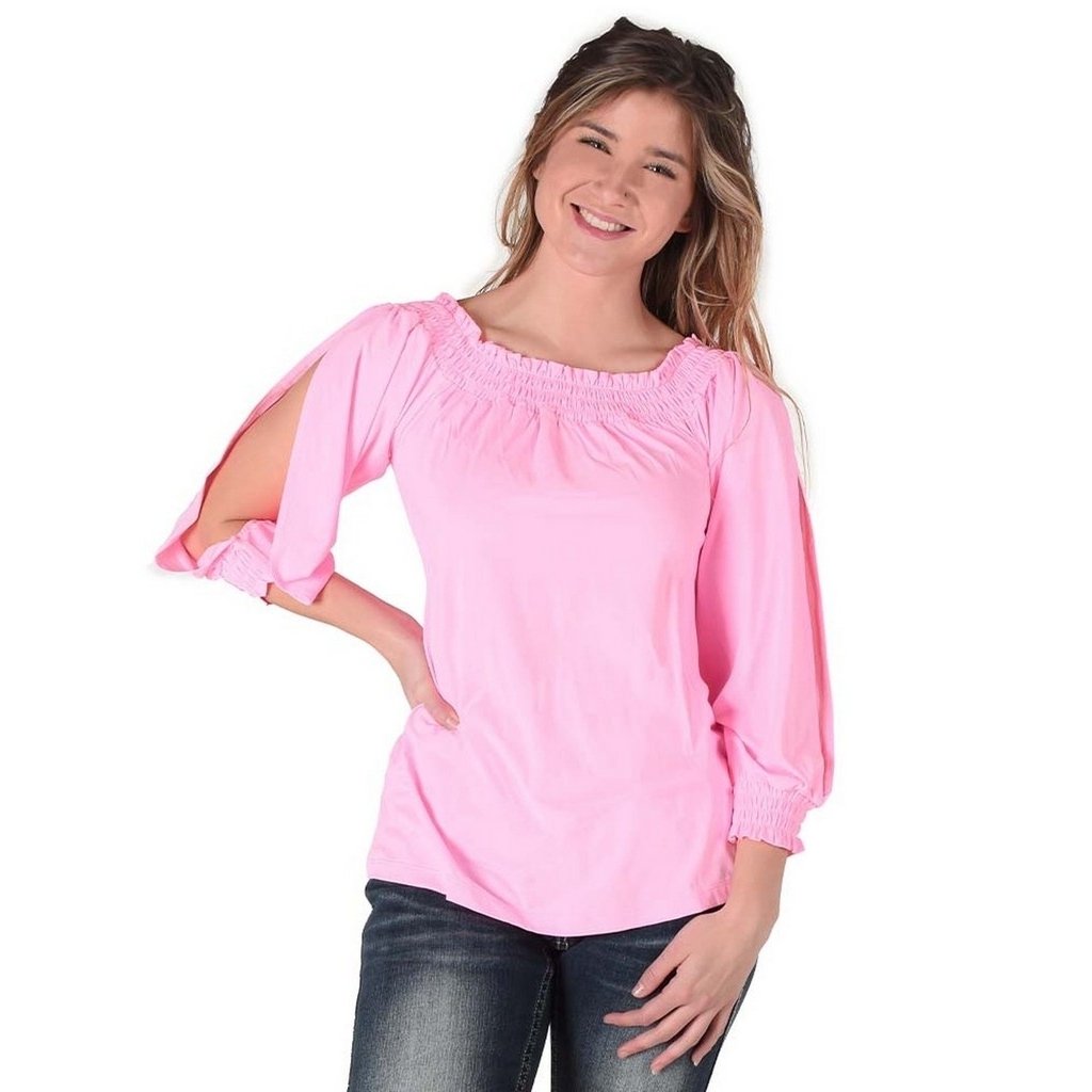 Cowgirl Tuff Western Shirt Womens L/S Blouse Flowy Bubblegum 100593 Image 1