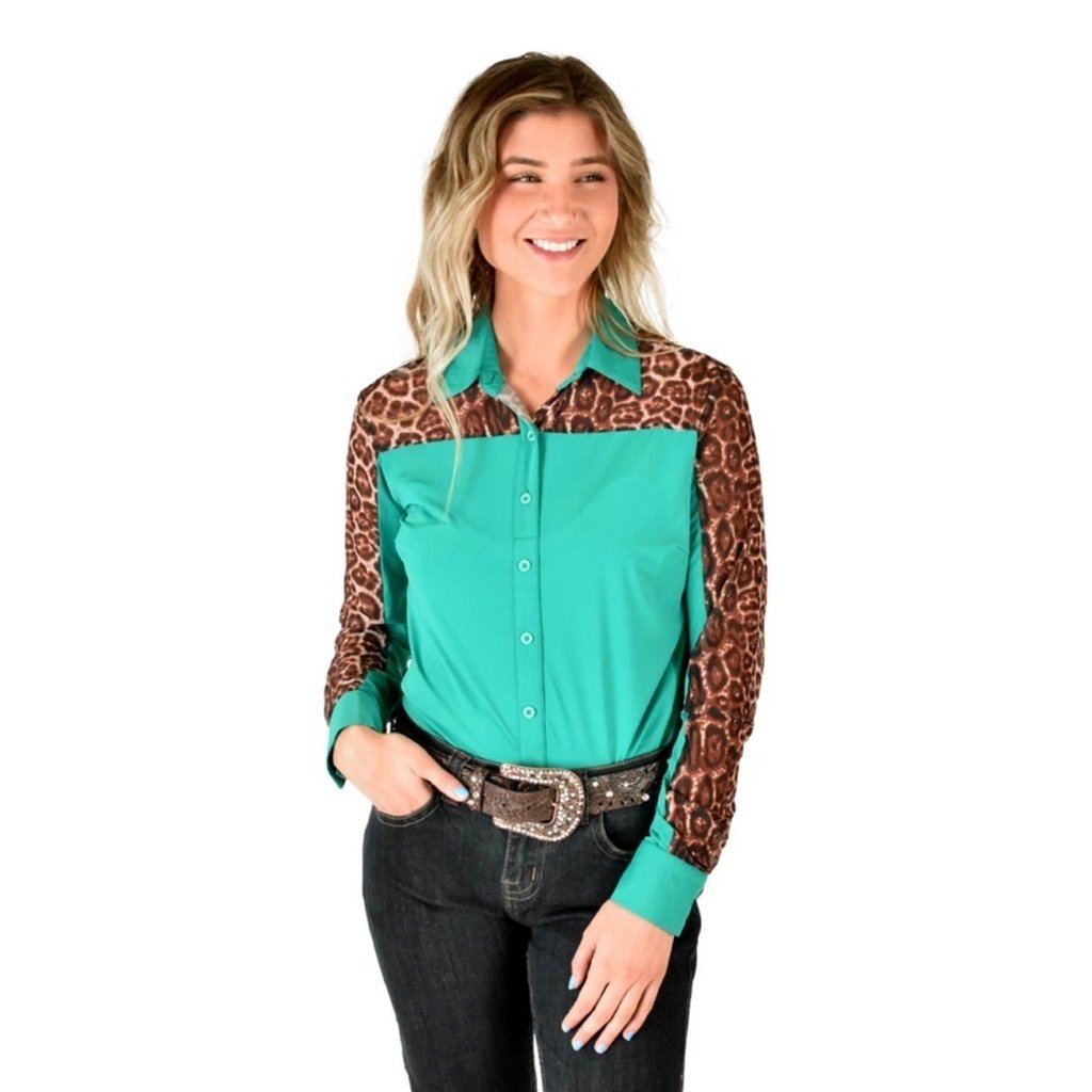 Cowgirl Tuff Western Shirt Womens L/S Button Leopard Specialty 100642 Image 1