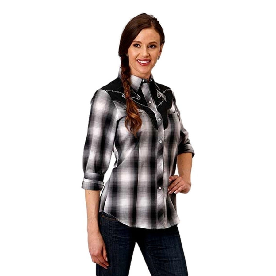 Roper Western Shirt Womens L/S Fancy Yoke Black 01-050-0024-0107 BL Image 1