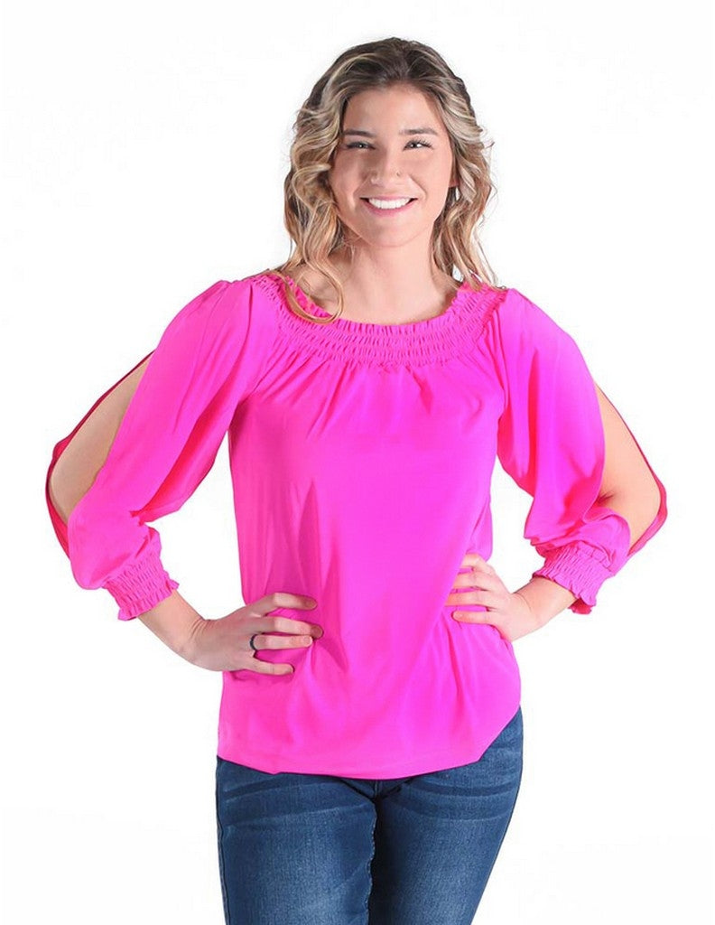 Cowgirl Tuff Western Shirt Womens Breathe L/S Blouse Hot Pink 100529 Image 1