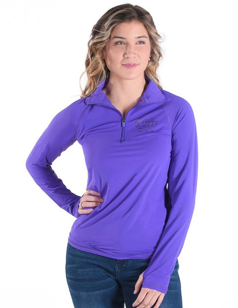 Cowgirl Tuff Western Shirt Womens Breathe L/S Tee Purple 100474 Image 1