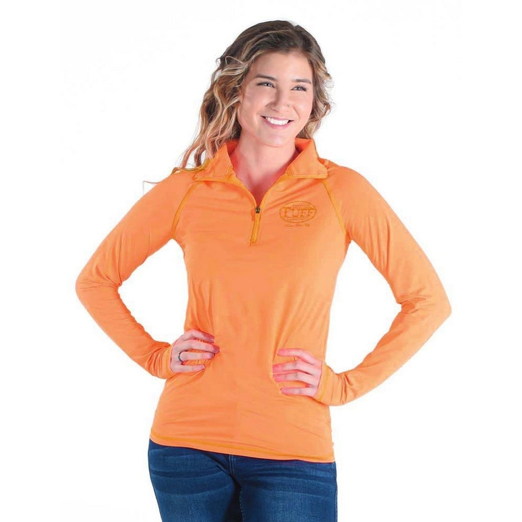 Cowgirl Tuff Western Shirt Womens Breathe L/S Tee Tangerine 100475 Image 1