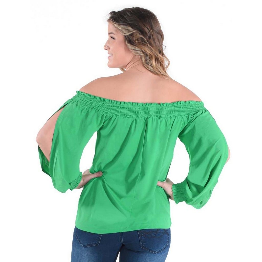 Cowgirl Tuff Western Shirt Womens Breathe L/S Blouse Green 100527 Image 2