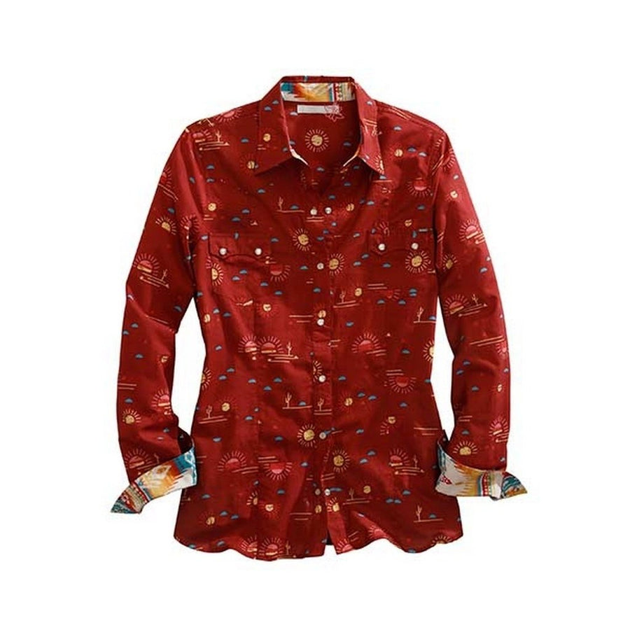 Tin Haul Western Shirt Womens L/S Santa Fe Red 10-050-0064-7014 RE Image 1