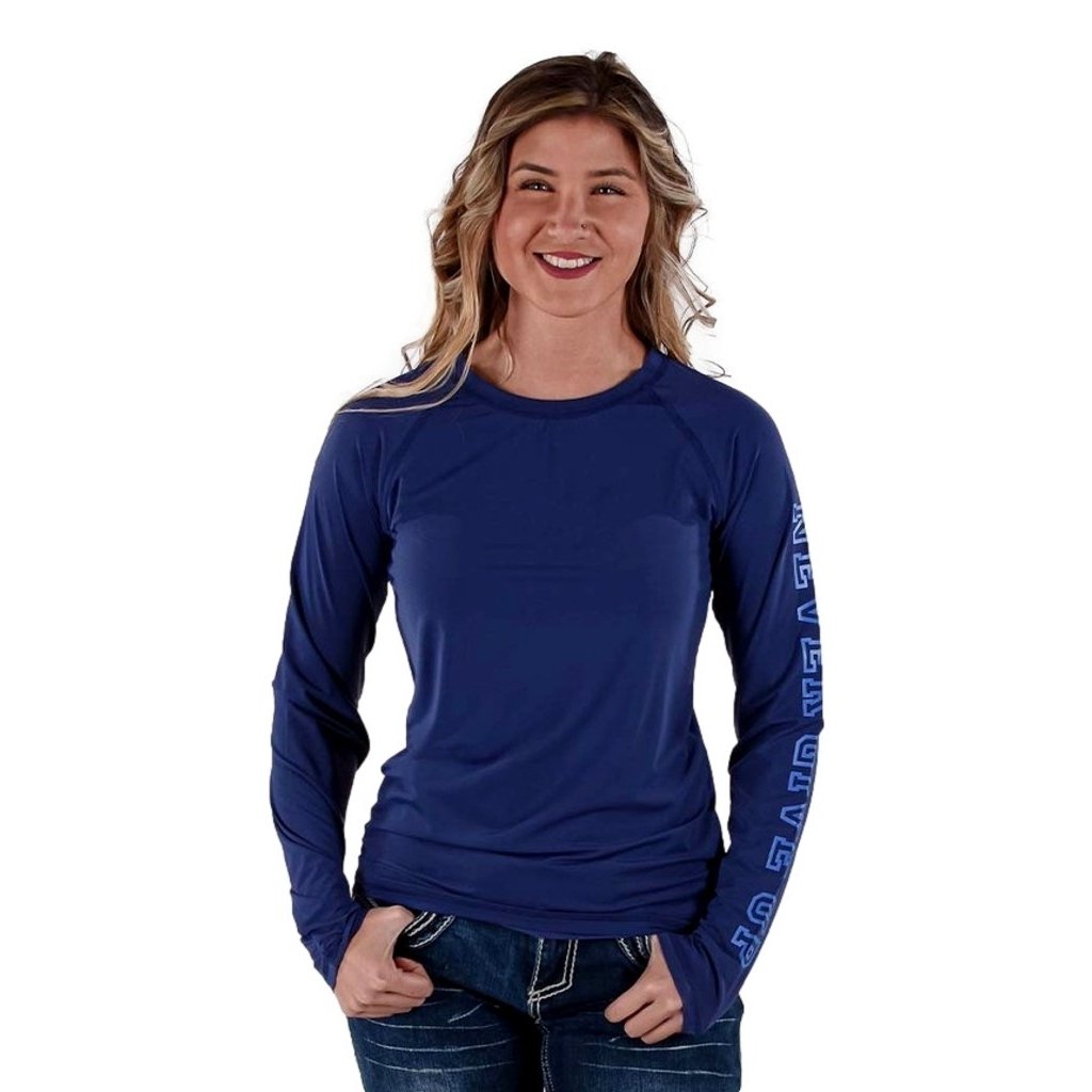 Cowgirl Tuff Western Shirt Womens L/S Baseball Tee Indigo 100569 Image 1