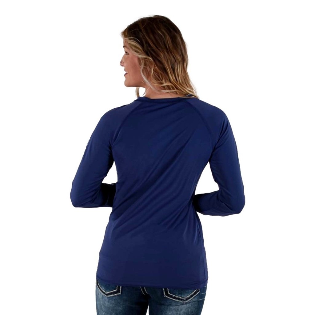 Cowgirl Tuff Western Shirt Womens L/S Baseball Tee Indigo 100569 Image 2