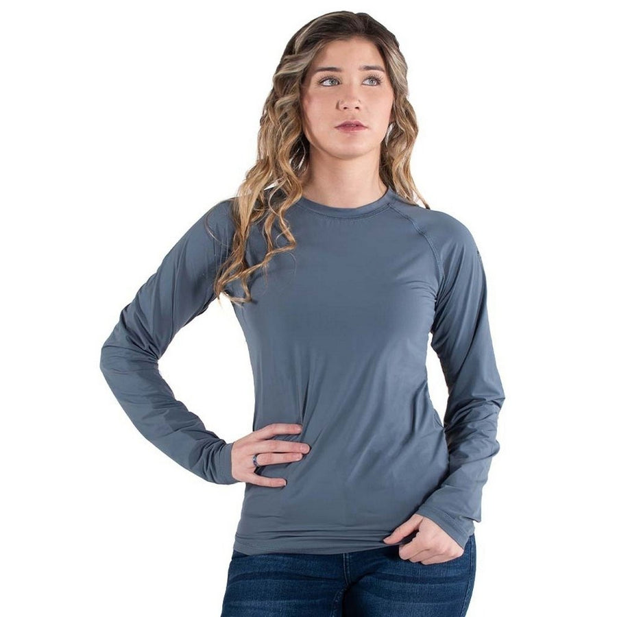 Cowgirl Tuff Western Shirt Womens Breathe L/S Tee Steel Gray 100501 Image 1