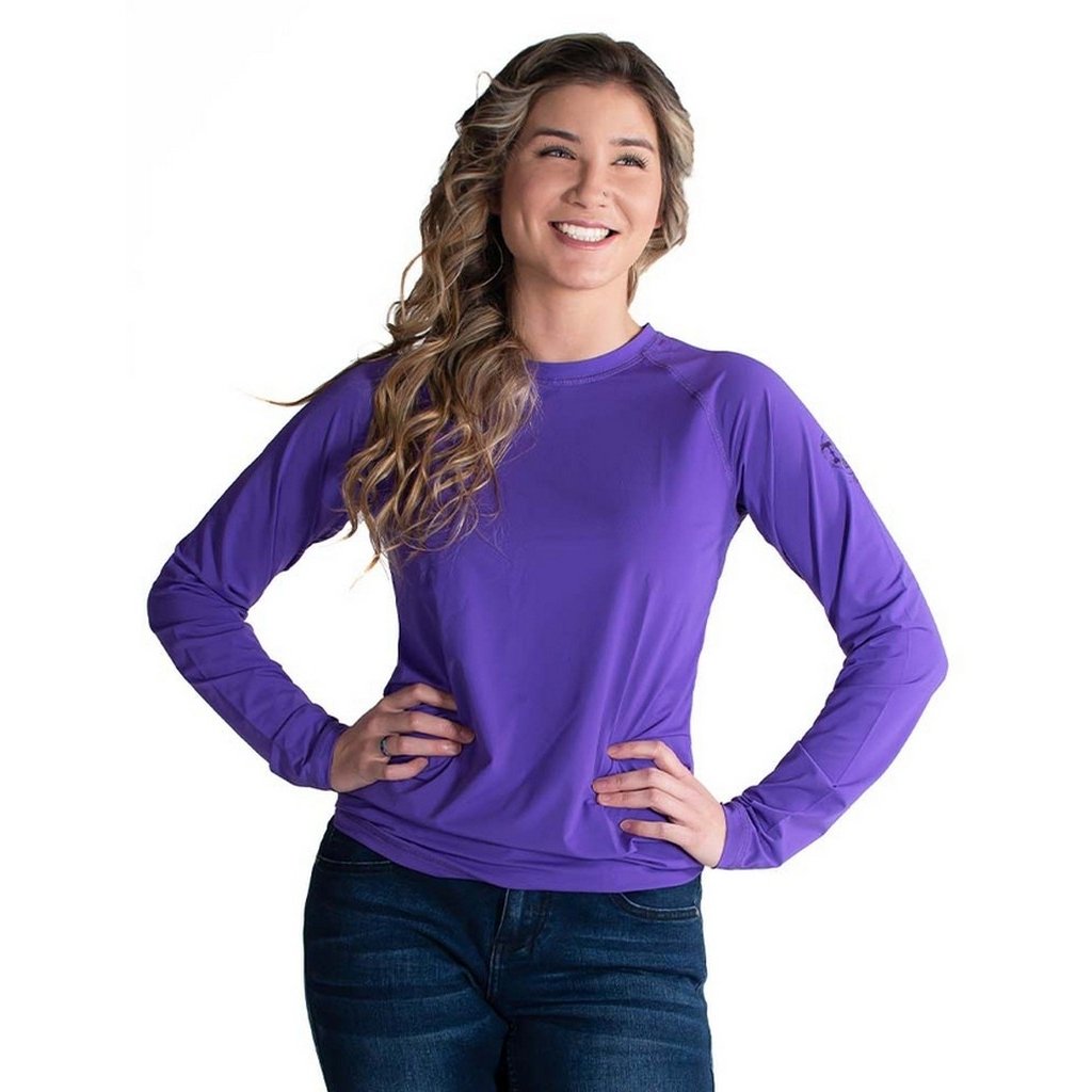 Cowgirl Tuff Western Shirt Womens Breathe L/S Tee Purple 100498 Image 1