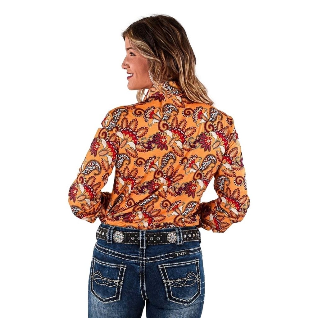 Cowgirl Tuff Western Shirt Womens L/S Paisley Button Gold 100607 Image 2