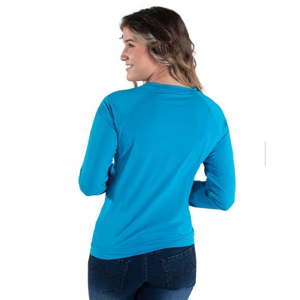 Cowgirl Tuff Western Shirt Womens Breathe L/S Tee Aqua 100496 Image 3