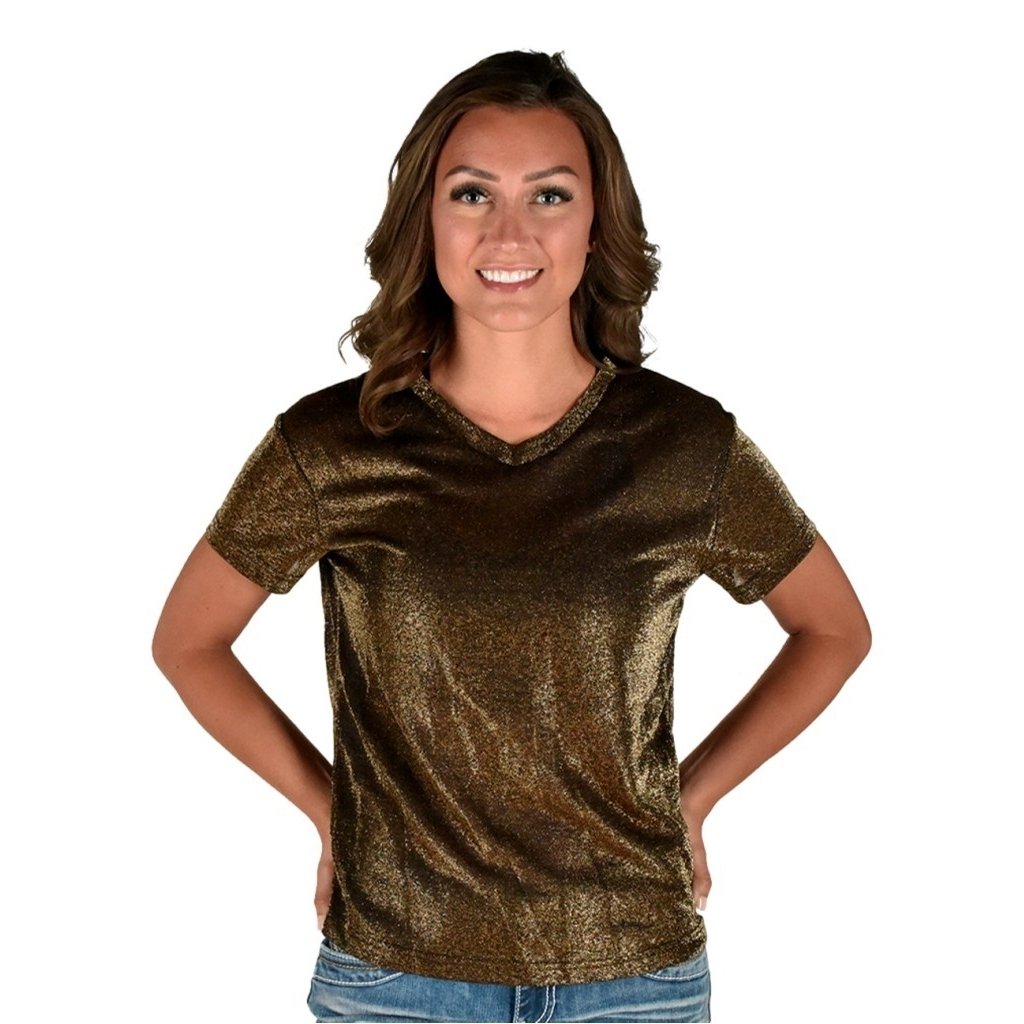 Cowgirl Tuff Western Shirt Womens S/S Tee V Neck Copper 100650 Image 1