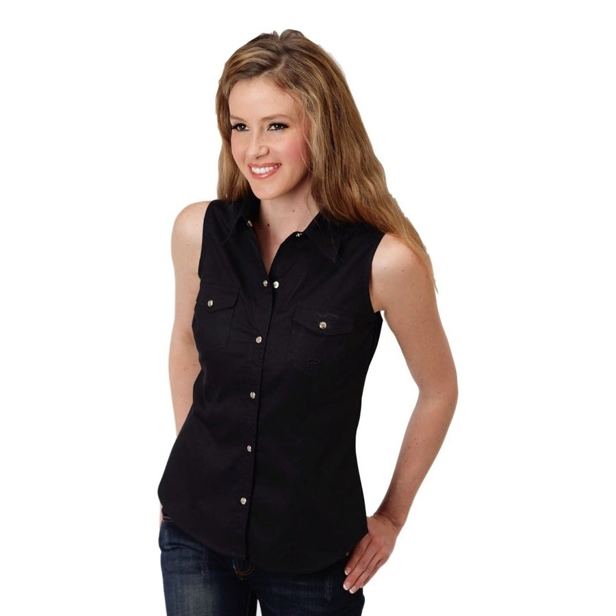 Roper Western Shirt Womens Sleeveless Snap Black 03-052-0265-0017 BL Image 1