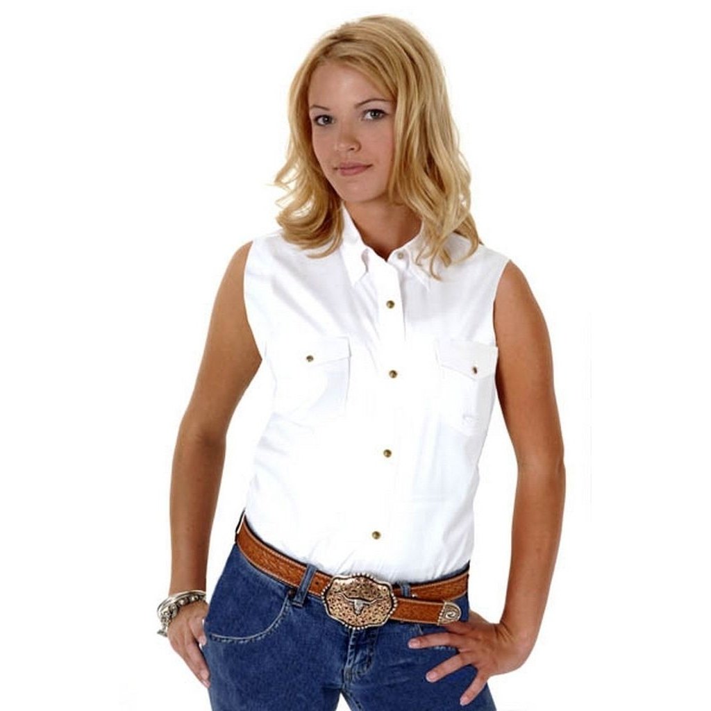 Roper Western Shirt Womens Poplin Sleeveless White 03-052-0265-0025 WH Image 1