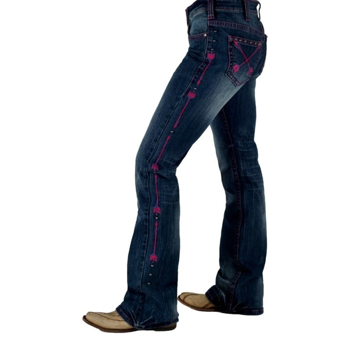 Cowgirl Tuff Western Jeans Womens Pink Arrows Medium Wash JPNKAW Image 2