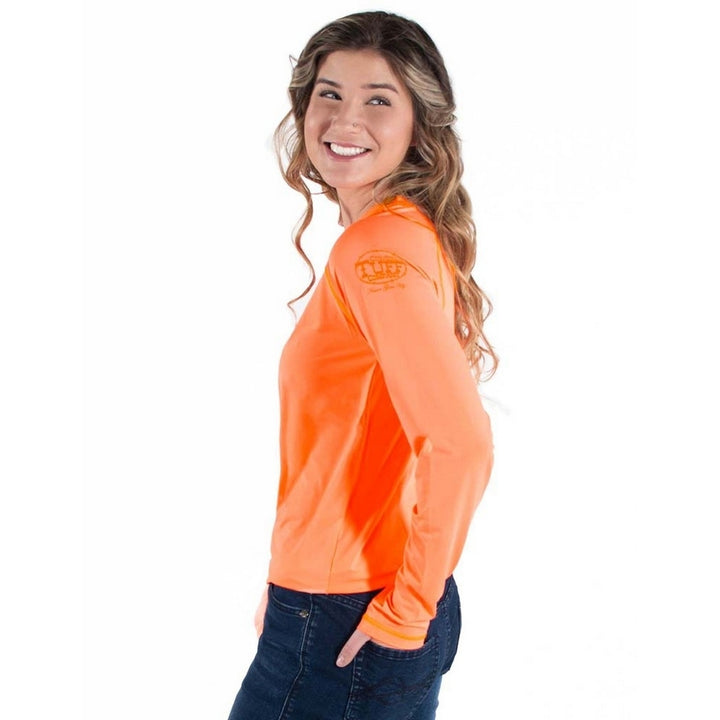 Cowgirl Tuff Western Shirt Womens Breathe L/S Tee Tangerine 100499 Image 2