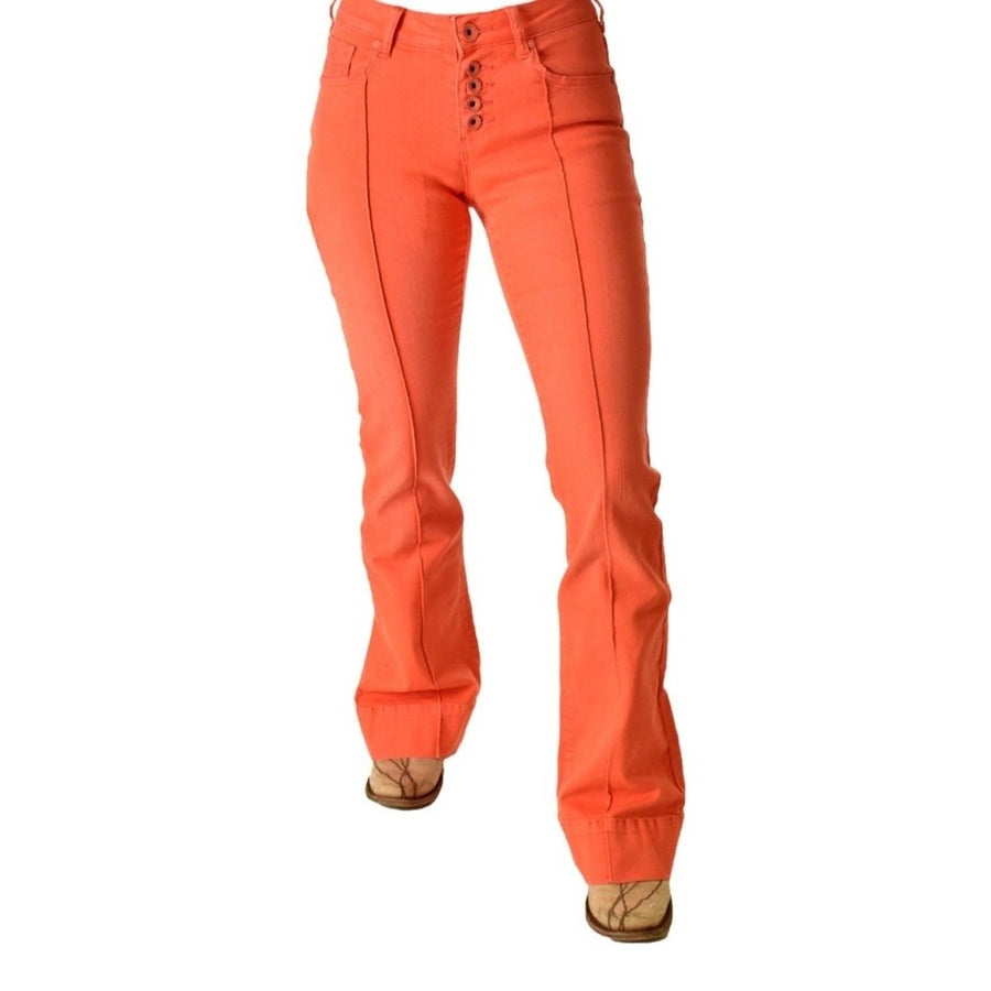 Cowgirl Tuff Western Jeans Womens Tangerine Flare Orange JTANGE Image 1