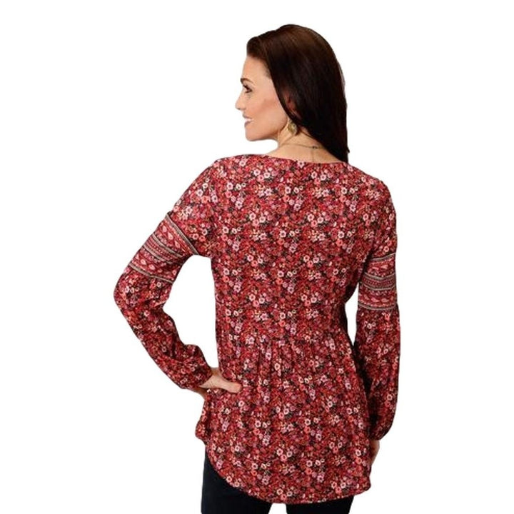 Roper Western Shirt Womens L/S Pull Over Red 03-050-0590-7044 RE Image 2