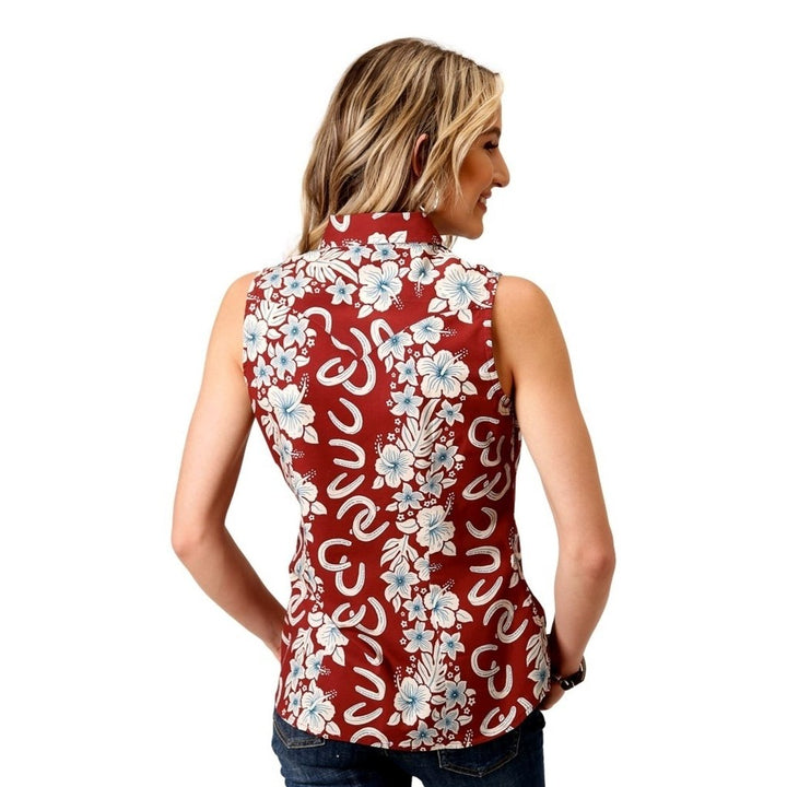 Roper Western Shirt Womens Sleeveless Snap Red 03-052-0064-0300 RE Image 2