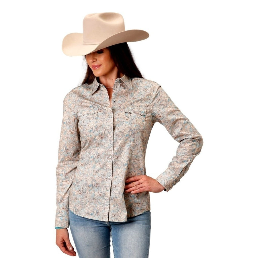 Roper Western Shirt Womens L/S Paisley Brown 03-050-0064-0466 BR Image 1