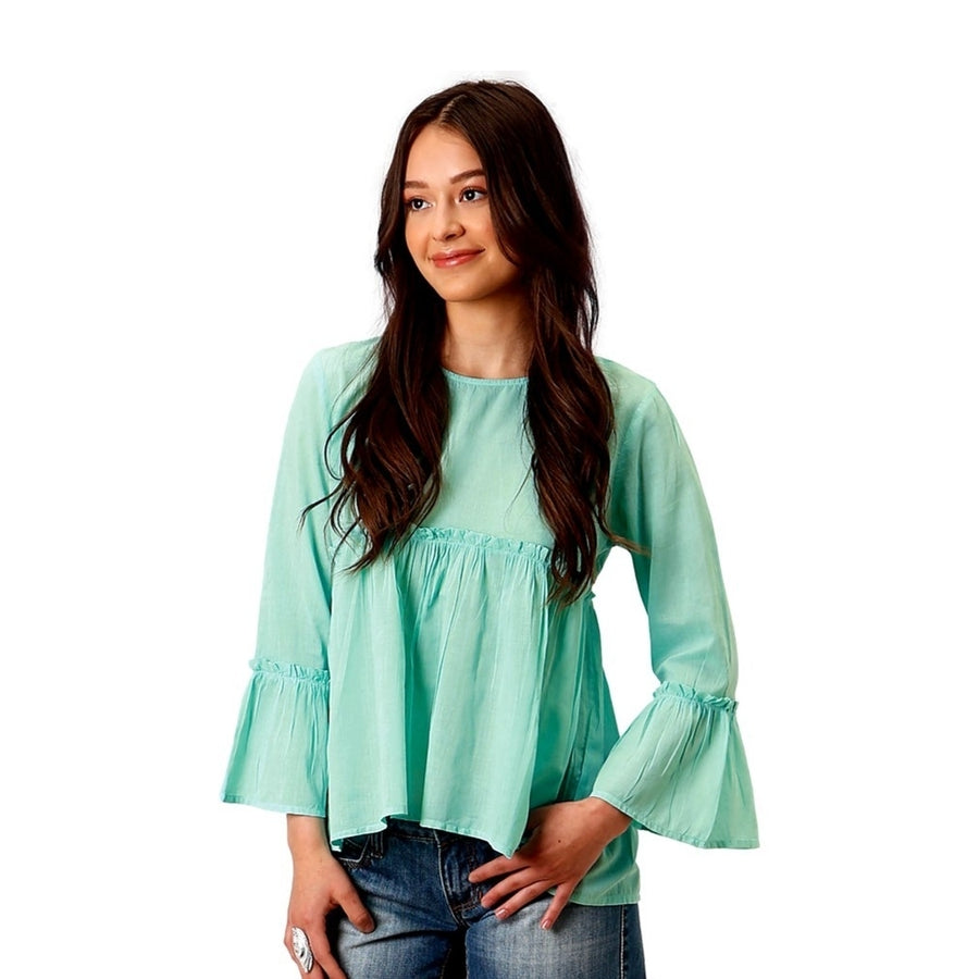 Roper Western Shirt Womens L/S Empire Turquoise 03-050-0592-2045 BU Image 1