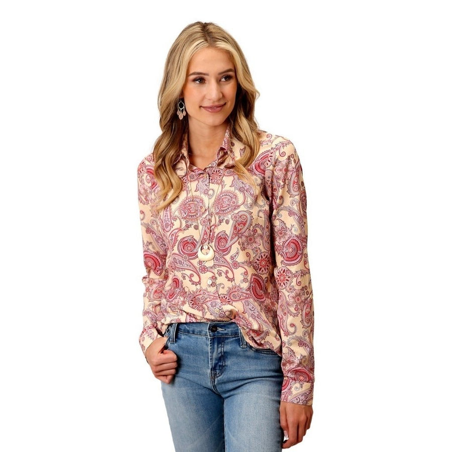 Roper Western Shirt Womens L/S Paisley Yellow 03-050-0590-3020 YE Image 1