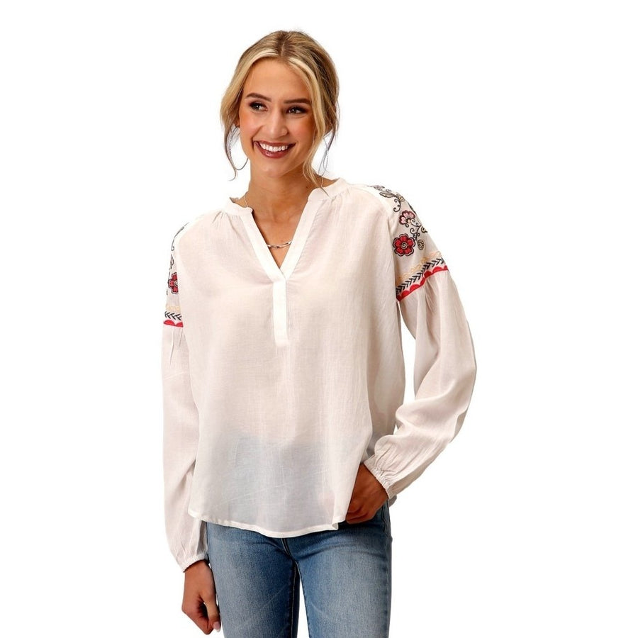 Roper Western Shirt Womens L/S Elastic Cuff White 03-050-0565-3024 WH Image 1