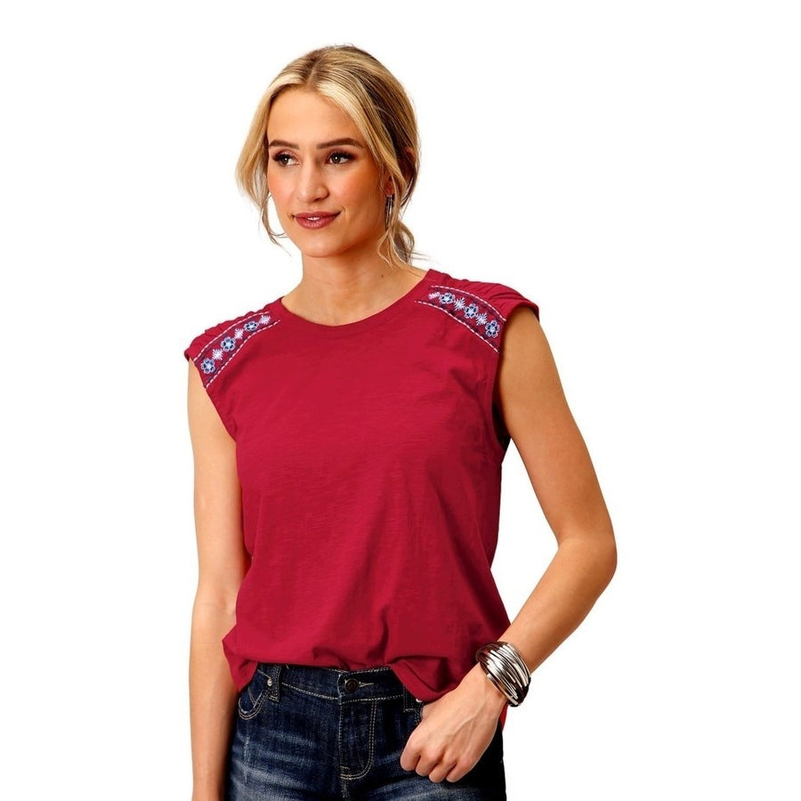 Roper Western Shirt Womens Sleeveless Red 03-037-0513-3016 RE Image 1