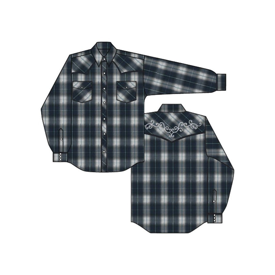 Roper Western Shirt Womens L/S Plaid Snap Blue 01-050-0016-2004 BU Image 1