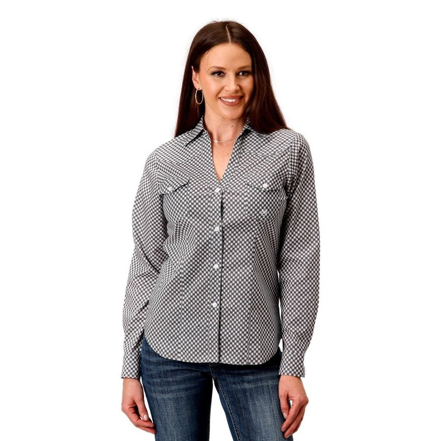 Roper Western Shirt Womens L/S Stretch Snap Gray 03-050-0325-2021 GY Image 1