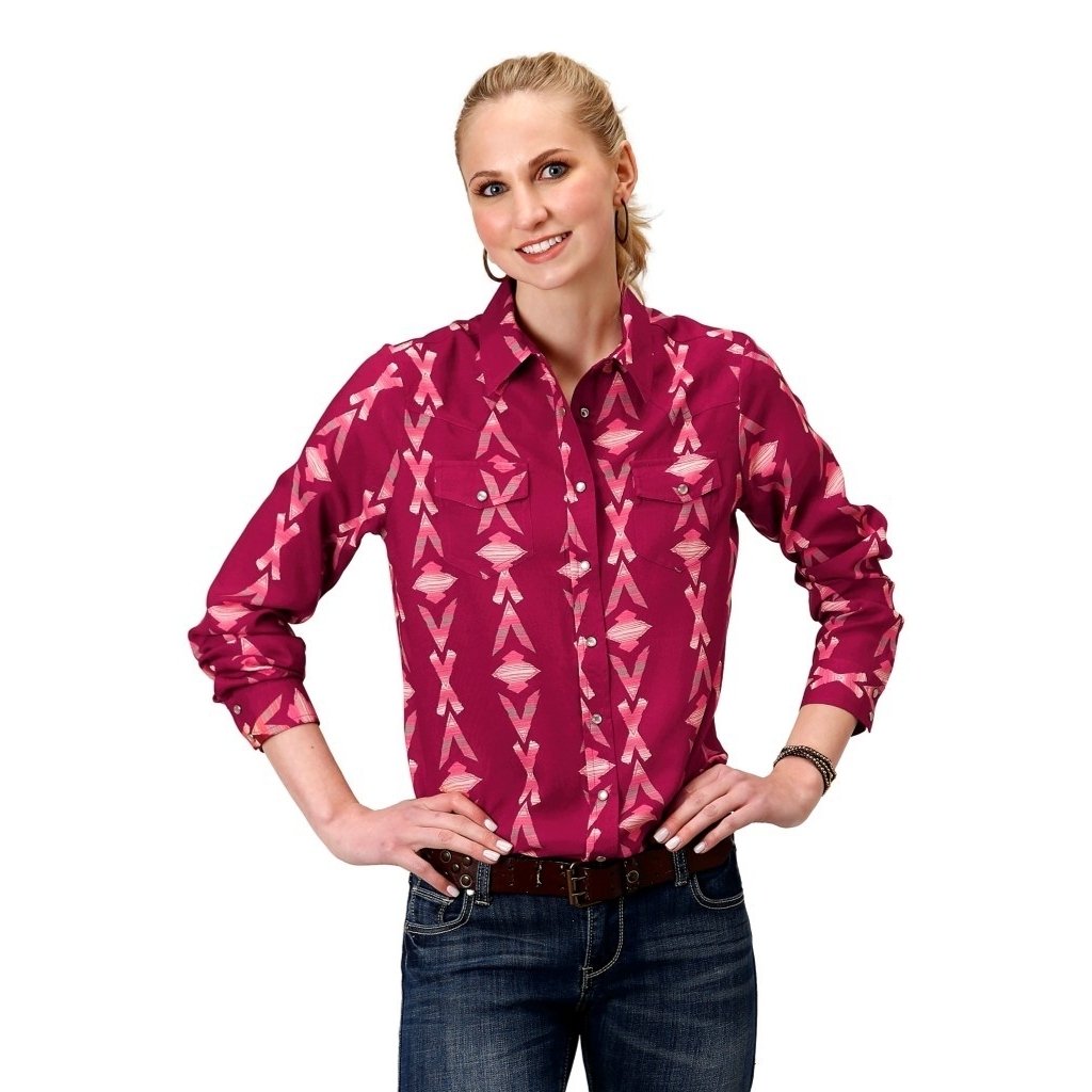 Roper Western Shirt Womens L/S Five Star Purple 03-050-0590-6086 PU Image 1