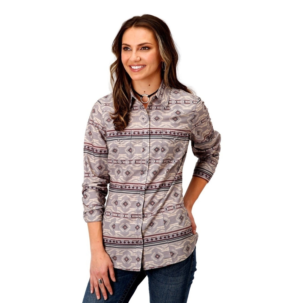 Roper Western Shirt Womens L/S Blanket Gray 03-050-0067-0761 GY Image 1