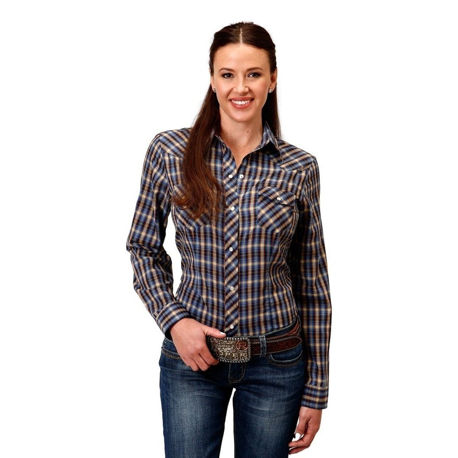 Roper Western Shirt Womens L/S Plaid Snap Blue 01-050-0101-6072 BU Image 1