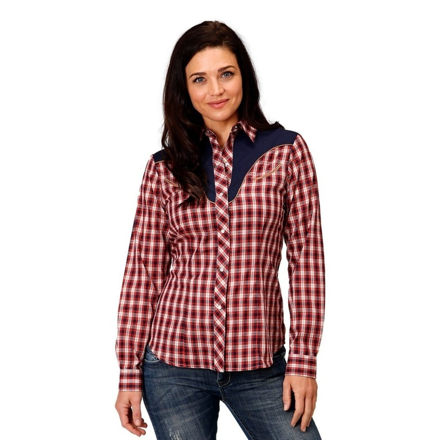 Roper Western Shirt Womens L/S Snap Plaid Red 01-050-0024-4022 RE Image 1