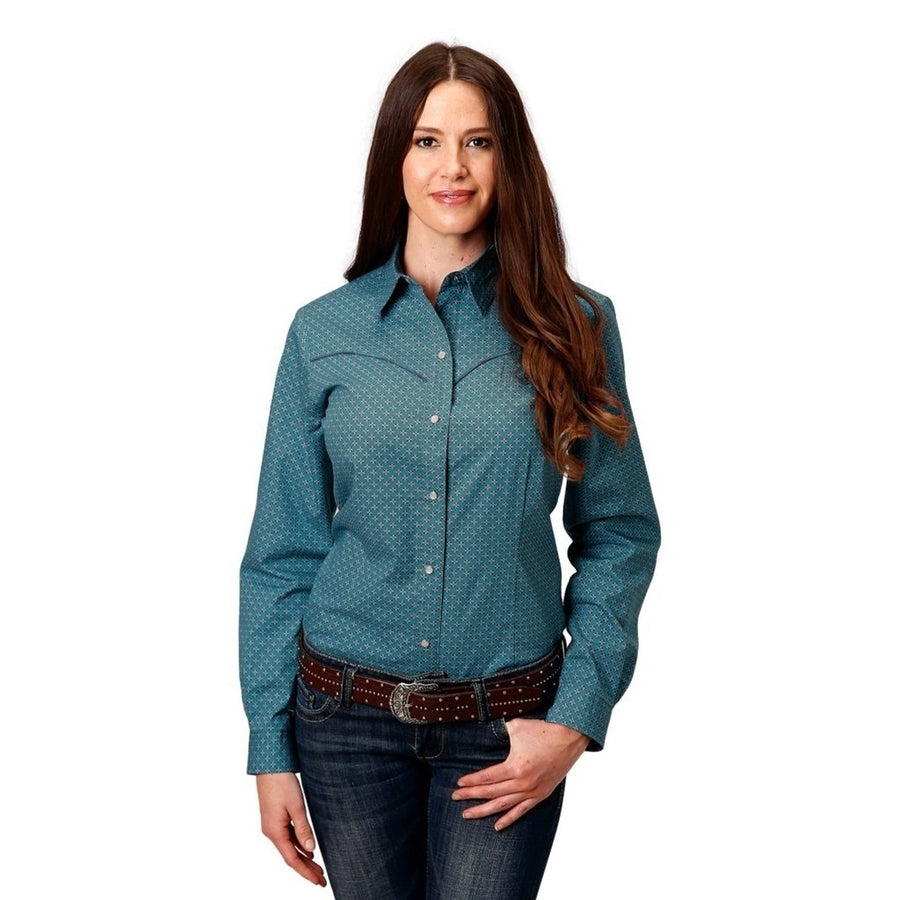 Roper Western Shirt Womens L/S Snap Dart Purple 03-050-0225-2008 PU Image 1