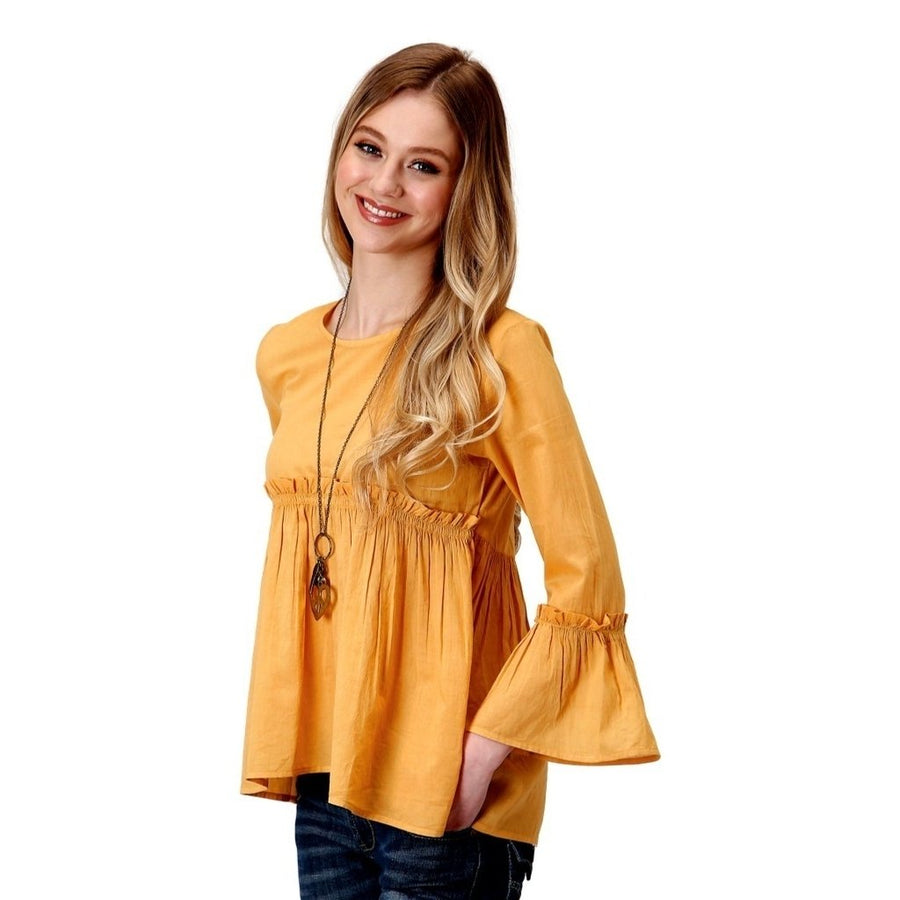 Roper Western Shirt Womens L/S Five Star Yellow 03-050-0592-2038 YE Image 1