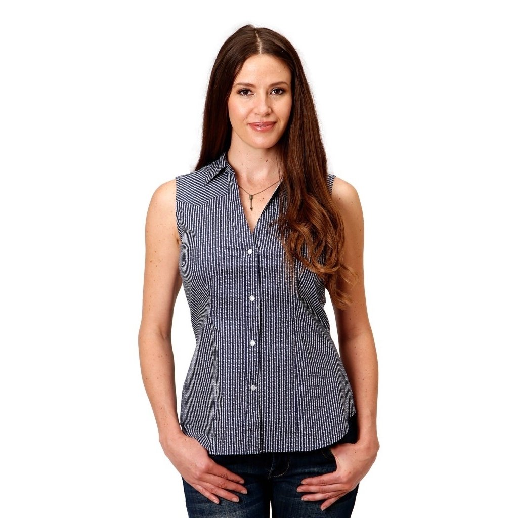 Roper Western Shirt Womens Tank Arrow Navy 03-052-0225-2102 BU Image 1