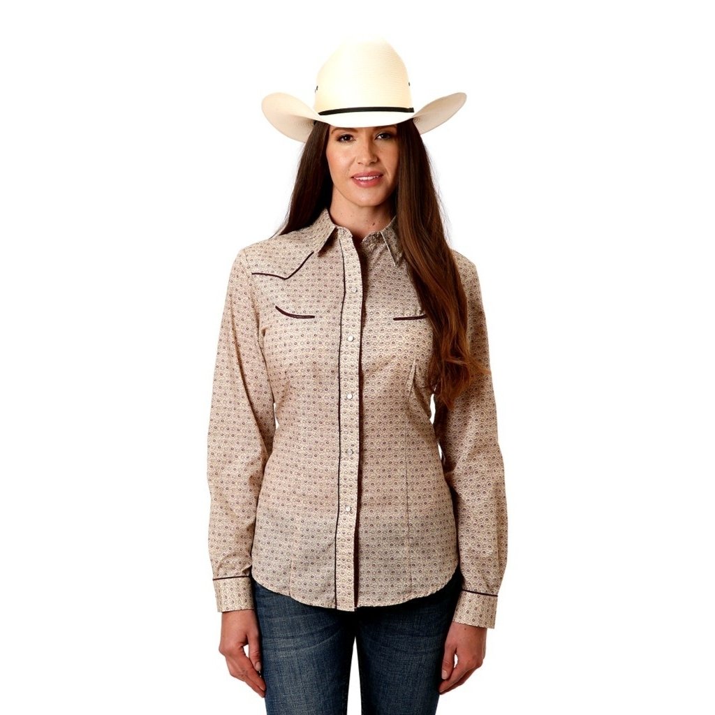 Roper Western Shirt Womens L/S Floral Snap Brown 01-050-0086-3061 BR Image 1