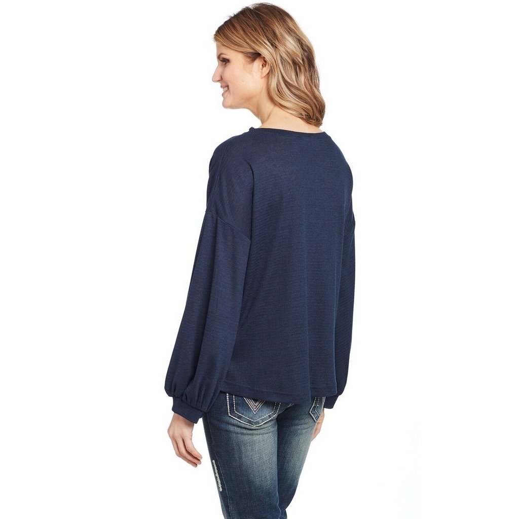 Cowgirl Up Western Shirt Womens Long Sleeve Lace Dolman Navy CG01104 Image 2